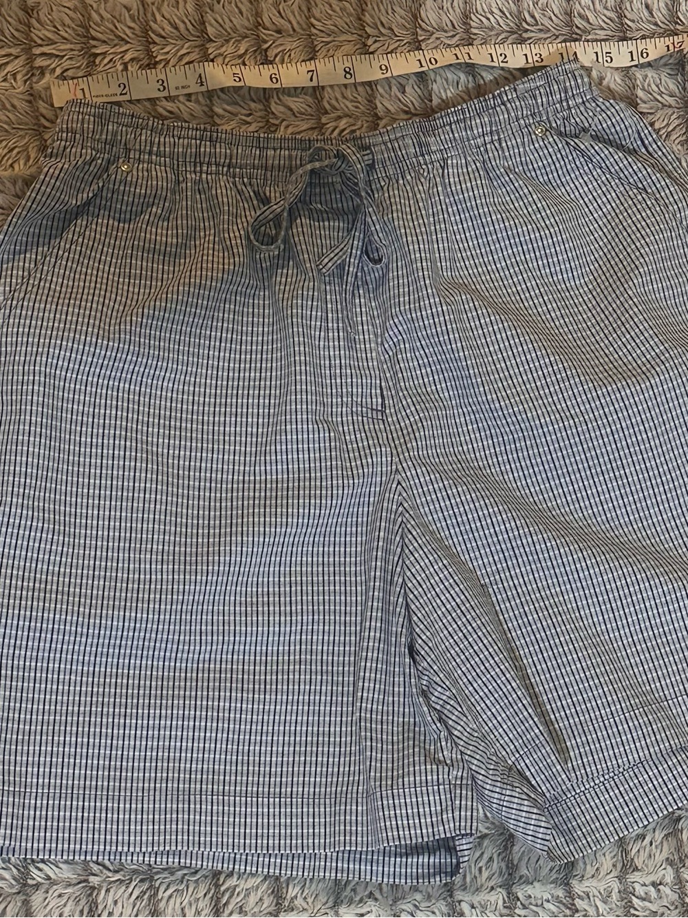 Studio Works Plaid Bermuda Shorts Women’s Size 14 Cotton Drawstring
